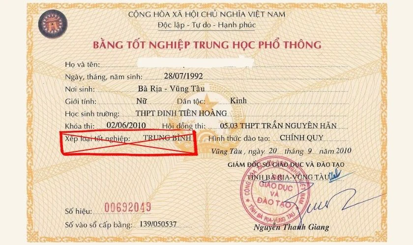 Bằng tốt nghiệp cấp 3 có xếp loại không?