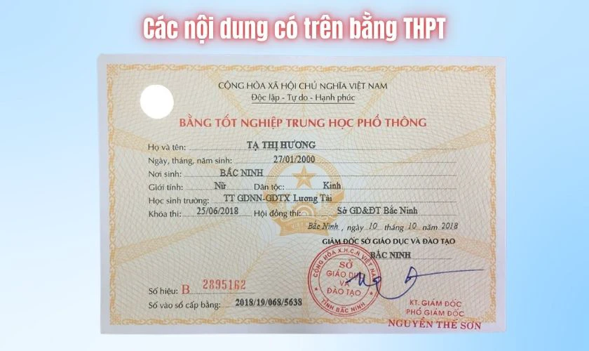 Nội dung trên bằng tốt nghiệp cấp 3 bao gồm những gì?