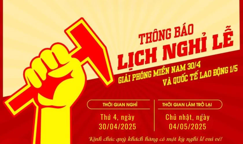 Banner thông báo nghỉ lễ 30/4 1/5 đẹp nhất