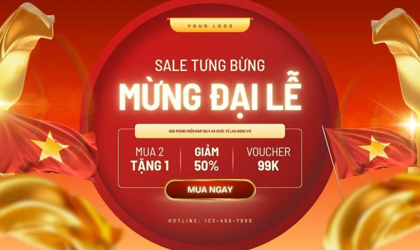 Banner khuyến mãi thu hút dịp lễ bắt mắt