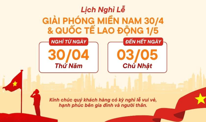 Ấn phẩm truyền thông thông báo nghỉ lễ đẹp 2026 tham khảo