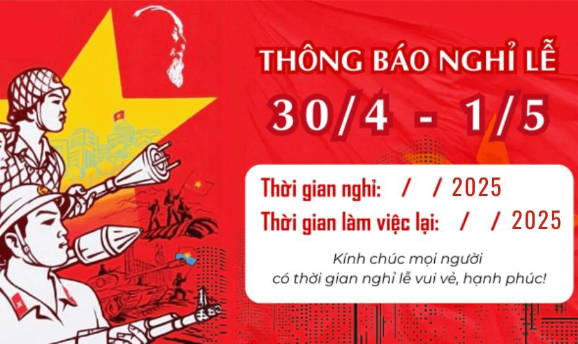 Banner thông báo nghỉ lễ 30/4 1/5 đẹp, ấn tượng