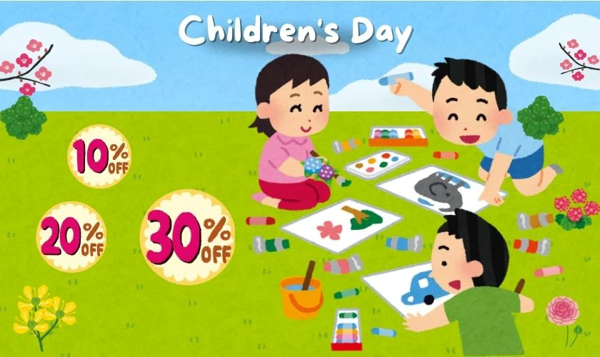 Banner khuyến m&atilde;i Quốc tế Thiếu nhi 2025 ấn tượng kinh doanh