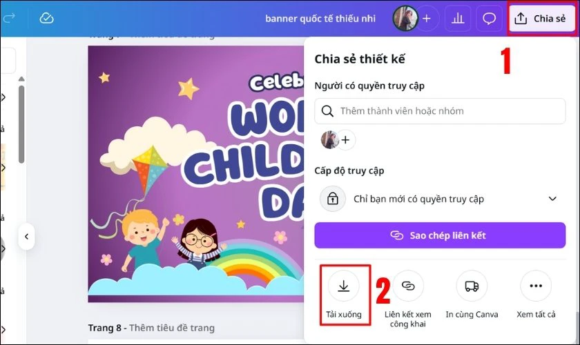 C&aacute;ch thiết kế Banner Quốc tế Thiếu nhi 2025 đơn giản bằng Canva gọn lẹ