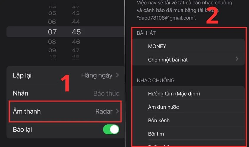 Chọn vào mục Âm thanh sau đó chọn bài nhạc phù hợp