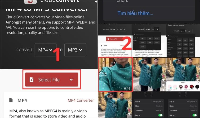 Bấm Select File để chọn video Tiktok