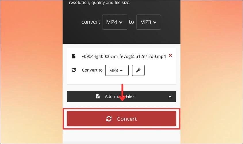 Chọn vào Convert để chuyển đổi video thành file mp3