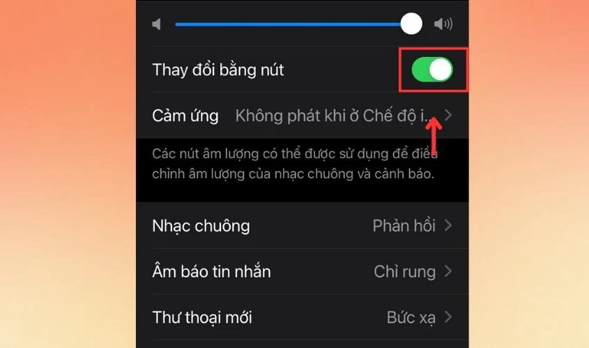 Kích hoạt mục Thay đổi bằng nút