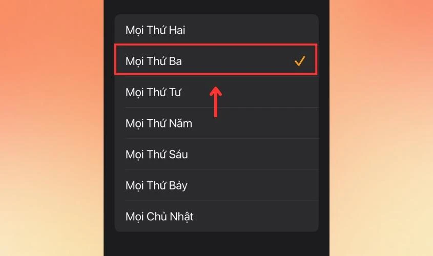 Chọn một ngày cố định để cài báo thức 1 ngày