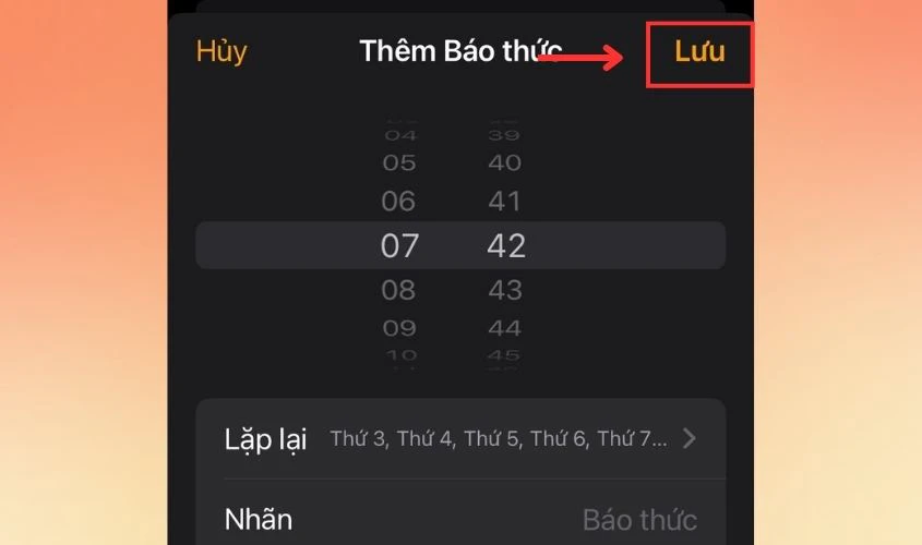 Bấm Lưu để hoàn tất cài đặt
