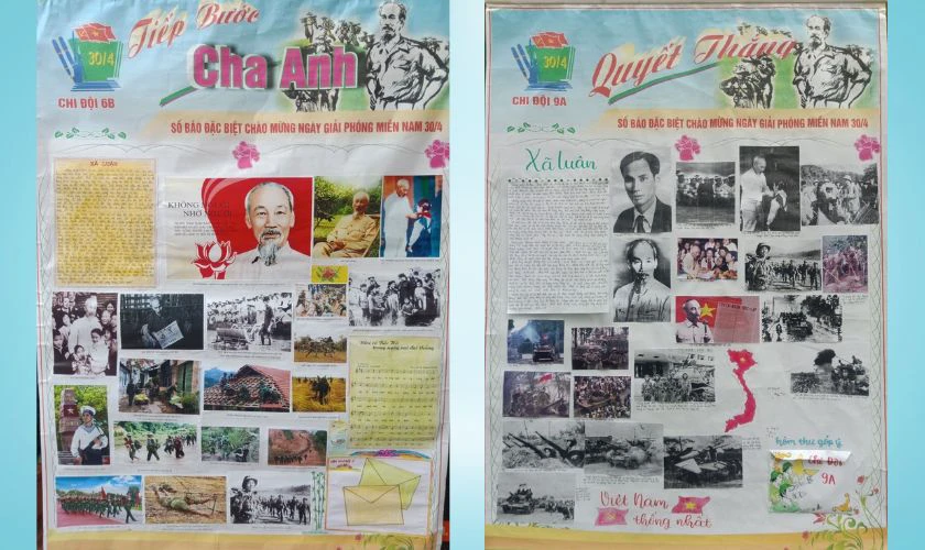 Mẫu trang trí báo tường 30/4