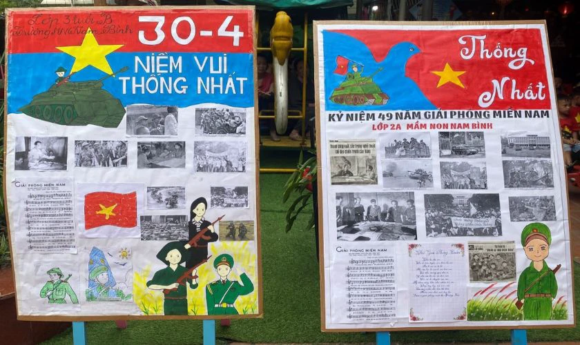 Mẫu trang trí báo tường 30/4 đẹp