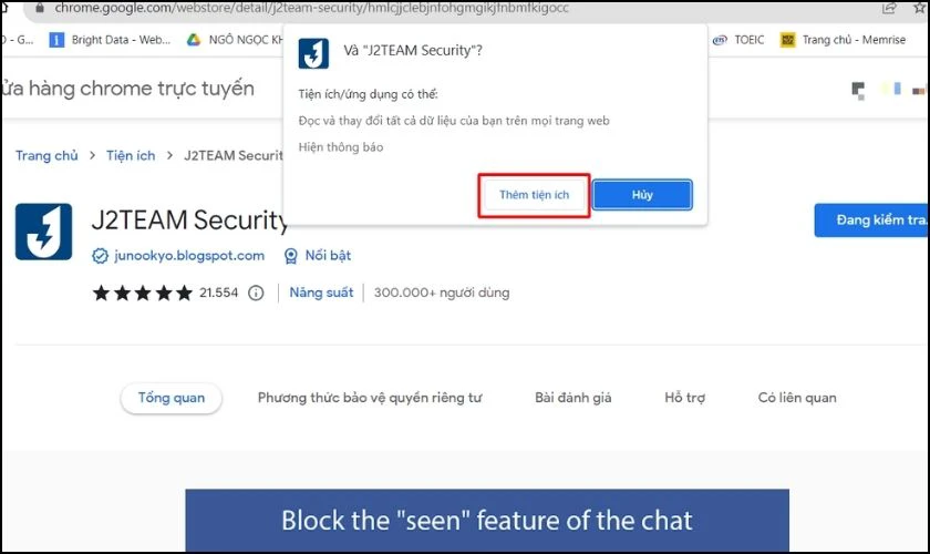 Nhấn v&agrave;o n&uacute;t Th&ecirc;m v&agrave;o tiện &iacute;ch
