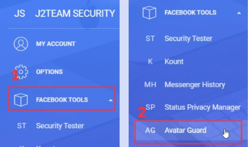 Chọn Facebook , chọn tiếp Avatar Guard