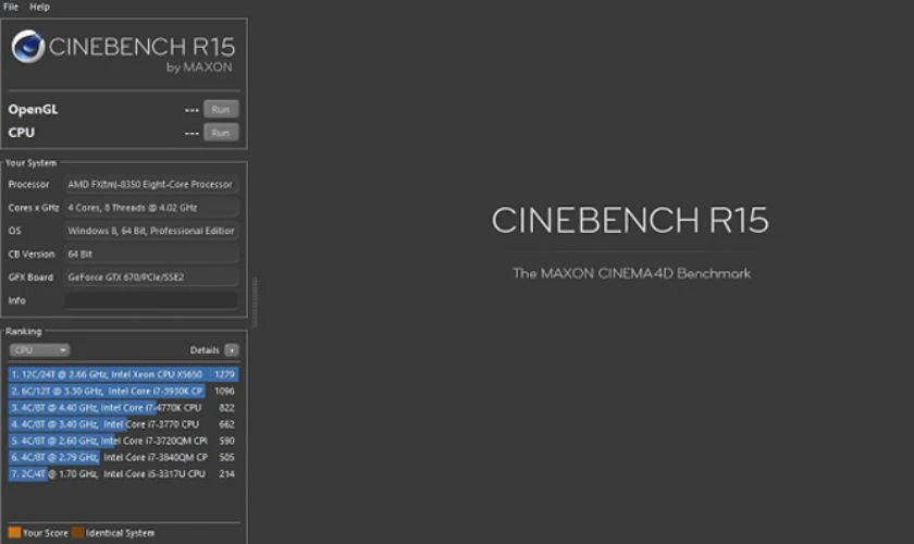 Cinebench l&agrave; một c&ocirc;ng cụ benchmark CPU nổi tiếng