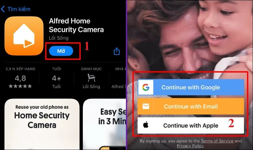 Đăng nhập bằng tài khoản Google, Email vào app Alfred