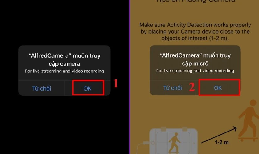 Cho phép app truy cập camera, micro, mạng cục bộ