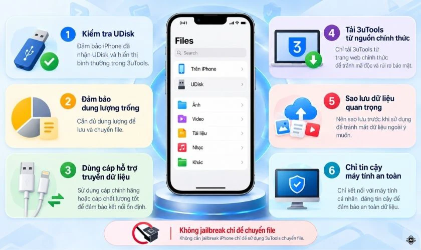 Những lưu ý khi biến iPhone thành USB bằng 3uTools