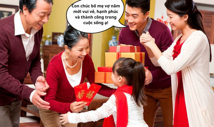 Cách nói khi biếu quà Tết cho bố mẹ vợ/chồng để lấy lòng