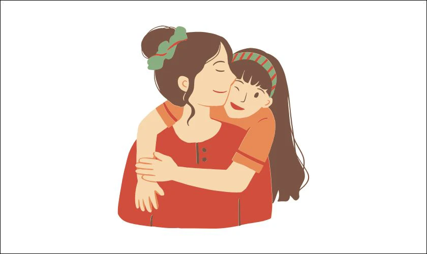 Hình ảnh mẹ con vui vẻ bên nhau