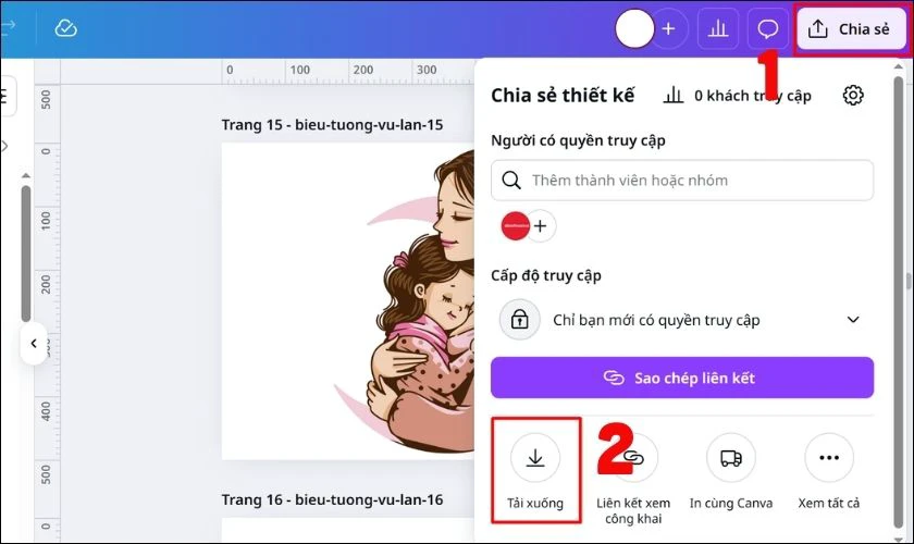Nhấn vào nút Chia sẻ