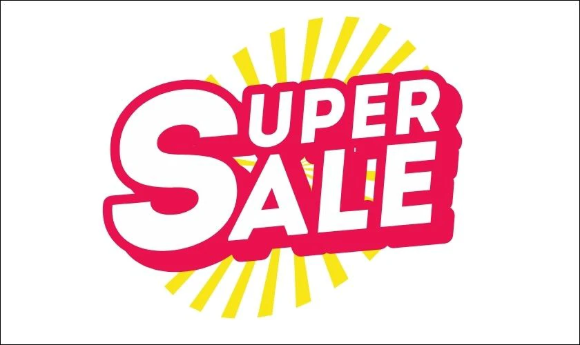 Icon chữ super sale m&agrave;u hồng