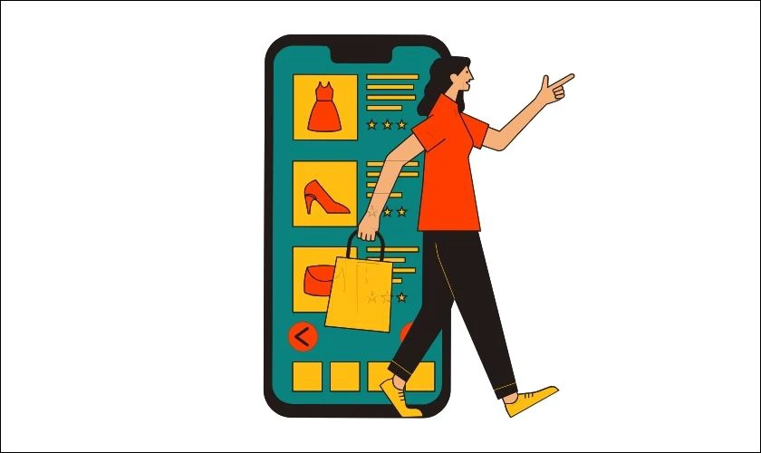 Icon mua sắm thời trang trực tuyến tr&ecirc;n điện thoại