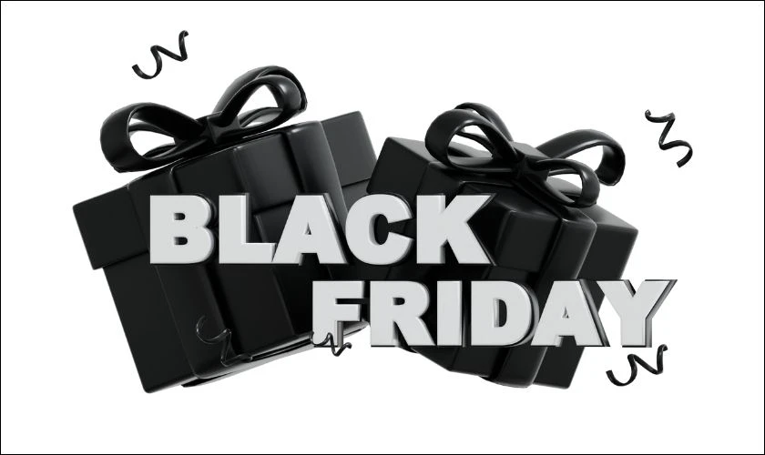 Icon chữ Black Friday hộp qu&agrave;