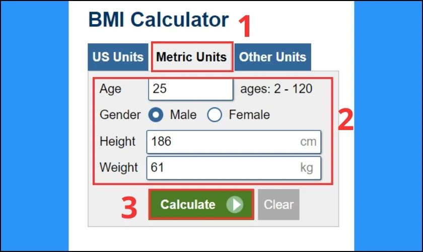 Bạn cần điền th&ocirc;ng tin v&agrave; mục Metrics Unit