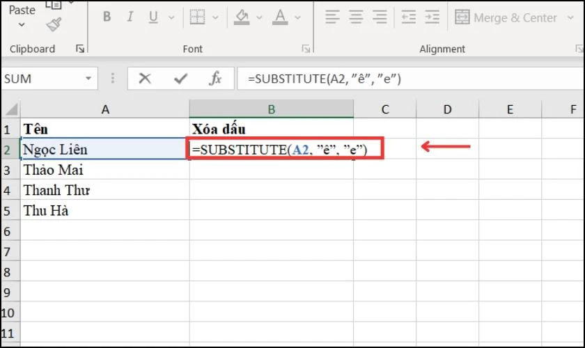 Cách dùng hàm SUBSTITUTE