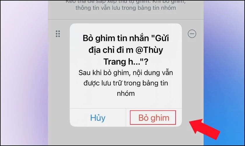Bạn chọn v&agrave;o biểu tượng dấu (-), chọn Bỏ ghim