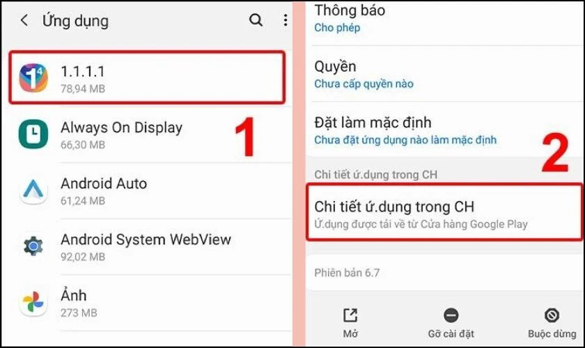 Bạn k&eacute;o xuống để bấm v&agrave;o Chi tiết ứng dụng trong CH Play