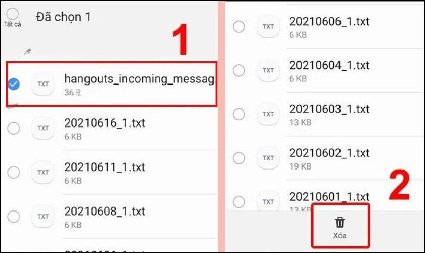 Chọn file đ&oacute; v&agrave; nhấn v&agrave;o biểu tượng X&oacute;a để loại bỏ khỏi điện thoại