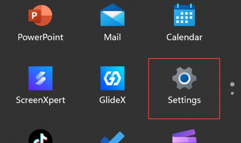 Sau đ&oacute; bạn nhấn v&agrave;o mục Settings