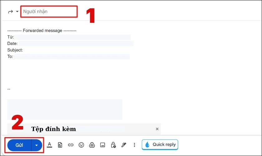 Nhấn vào Người nhận và chọn Gửi