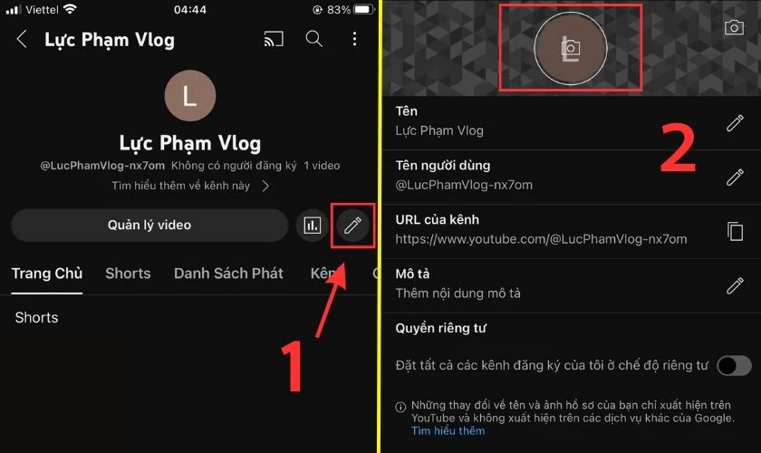 Nhấn chọn biểu tượng c&acirc;y b&uacute;t để bắt đầu thiết lập k&ecirc;nh