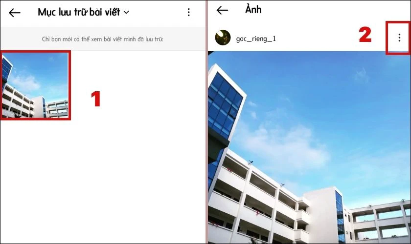 Chọn b&agrave;i viết v&agrave; bạn nhấn v&agrave;o n&uacute;t ba chấm