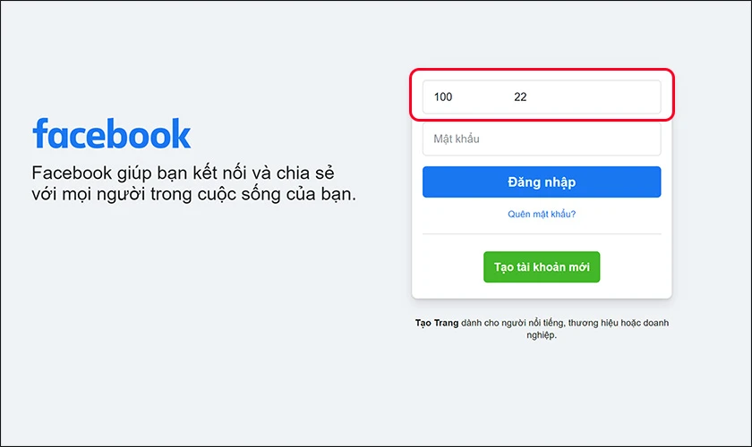 D&aacute;n m&atilde; ID đ&atilde; sao ch&eacute;p v&agrave;o &ocirc; t&ecirc;n đăng nhập