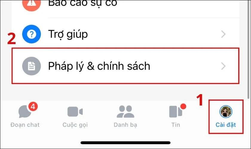 Chọn phần C&agrave;i đặt v&agrave; chọn Ph&aacute;p l&yacute; & ch&iacute;nh s&aacute;ch