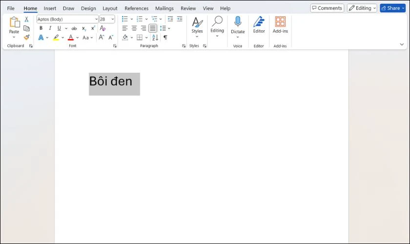 Ph&iacute;m tắt b&ocirc;i đen 1 d&ograve;ng trong Word