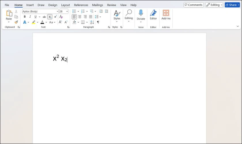 Ph&iacute;m tắt số mũ trong Word