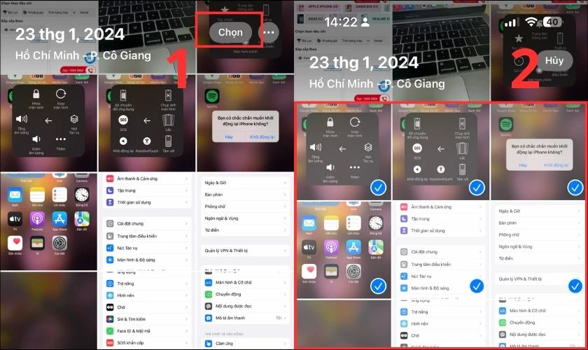 Thực hiện chọn những h&igrave;nh ảnh bạn muốn ẩn ra khỏi iPhone