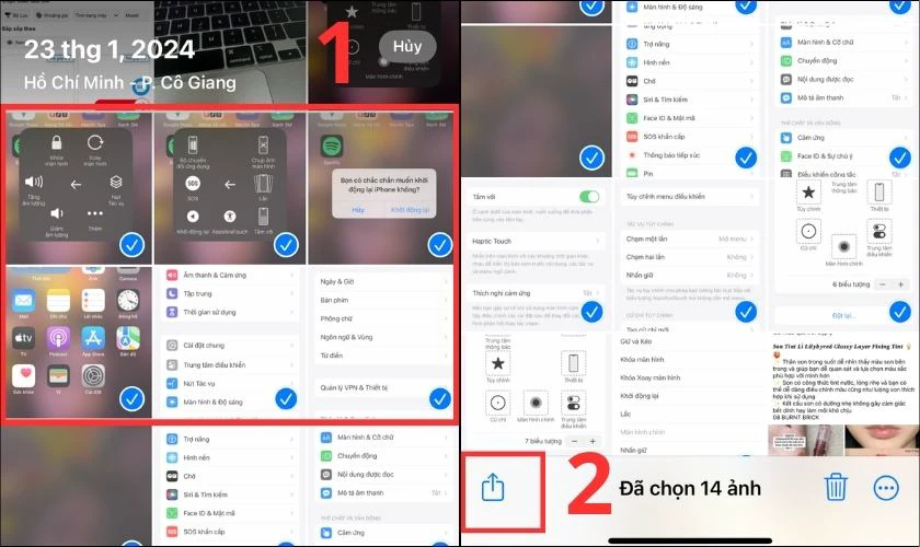 Chọn tiếp v&agrave;o h&igrave;nh m&agrave; bạn muốn ẩn v&agrave; bấm v&agrave;o Chia sẻ