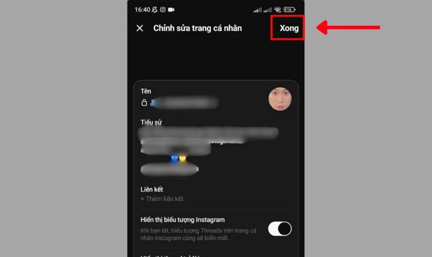 Lưu lại c&aacute;c thay đổi sau thực hiện