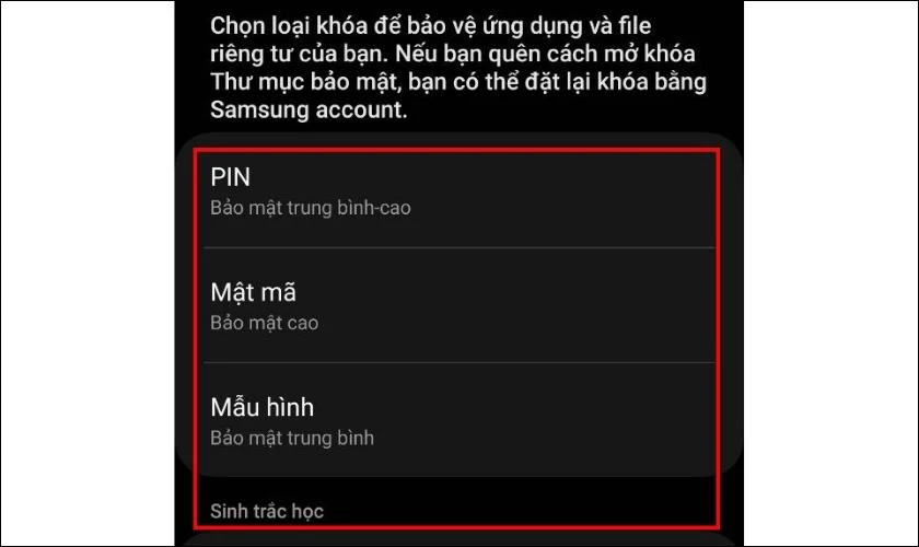 Đặt mật khẩu cho Hộp thư bảo mật