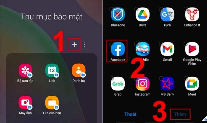 Chọn ứng dụng cần ẩn trên Điện Thoại Samsung và thêm vào Hộp thư bảo mật