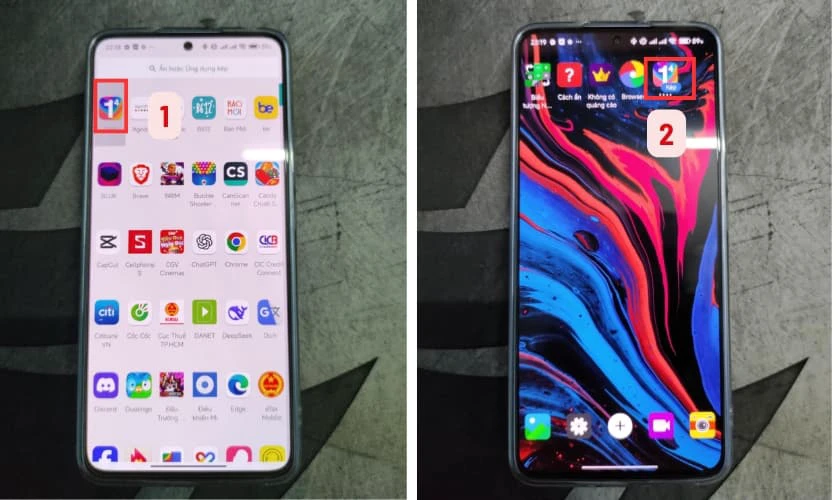 Ứng dụng được ẩn v&agrave; c&oacute; thể truy cập ch&uacute;ng th&ocirc;ng qua App Hider