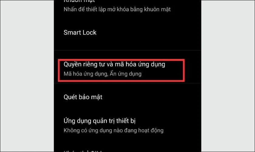 Thiết lập Quyền ri&ecirc;ng tư v&agrave; m&atilde; h&oacute;a ứng dụng