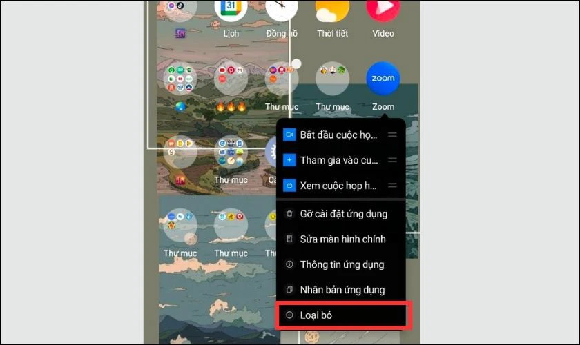 Loại bỏ ứng dụng ra khỏi m&agrave;n h&igrave;nh ch&iacute;nh