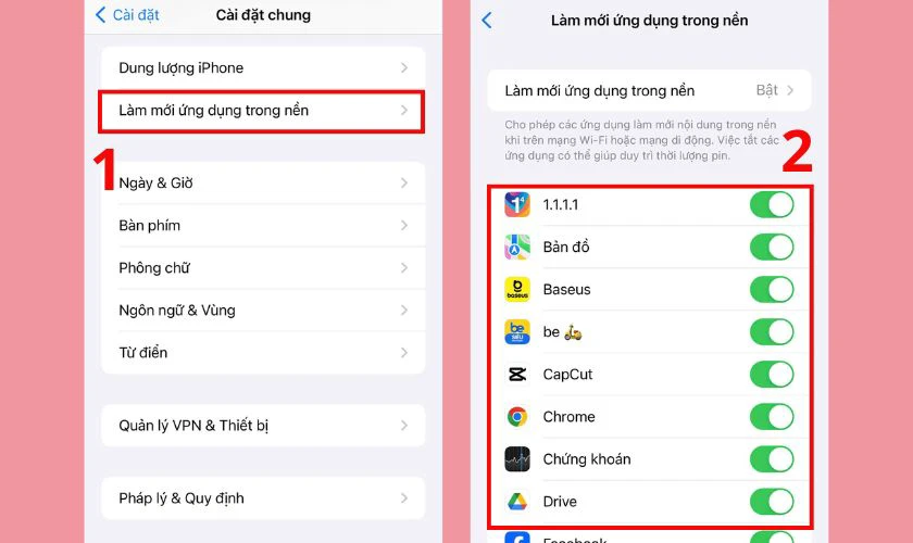 Tắt c&aacute;c ứng dụng chạy nền